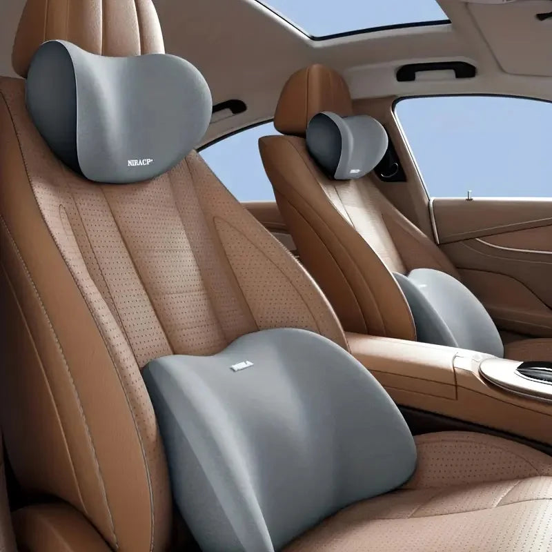 Universal Car Headrest & Lumbar Support Pillow – Memory Foam Neck & Back Cushion