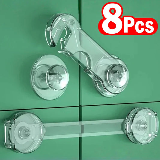Anti-Pinch Baby Safety Cabinet Locks – Clear Childproof Door, Drawer & Fridge Closures (1–8 PCS)