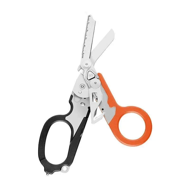 Multifunction Tactical Folding Scissors Survival Tool with Integrated Utility Functions