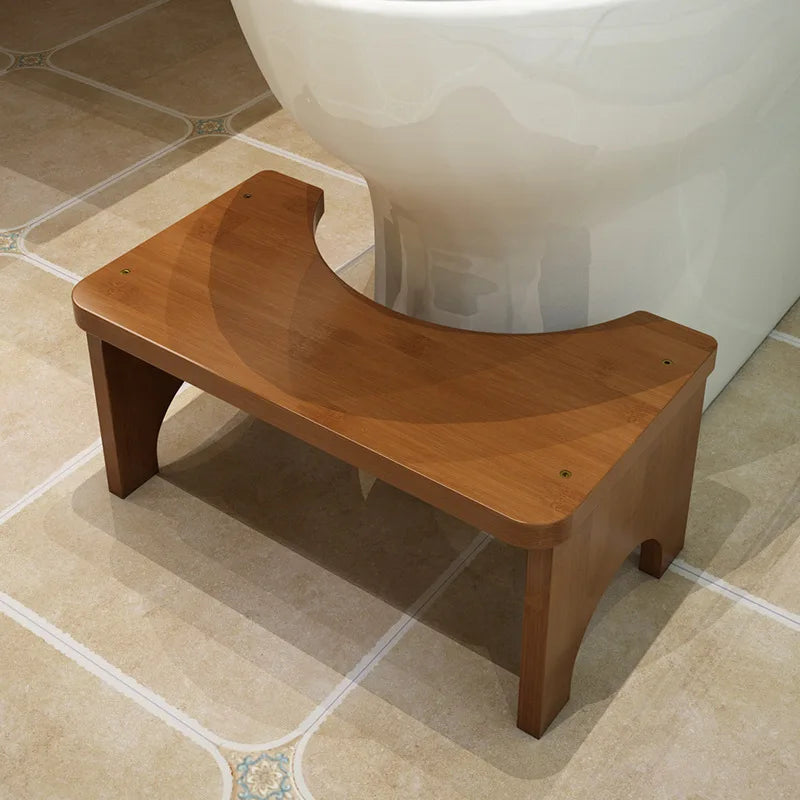 Bamboo Squat Toilet Stool, Non-Slip Bathroom Footstool (No Installation)