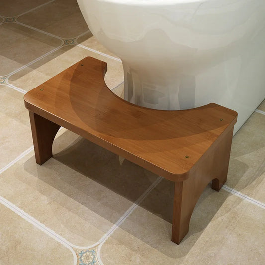 Bamboo Squat Toilet Stool, Non-Slip Bathroom Footstool (No Installation)