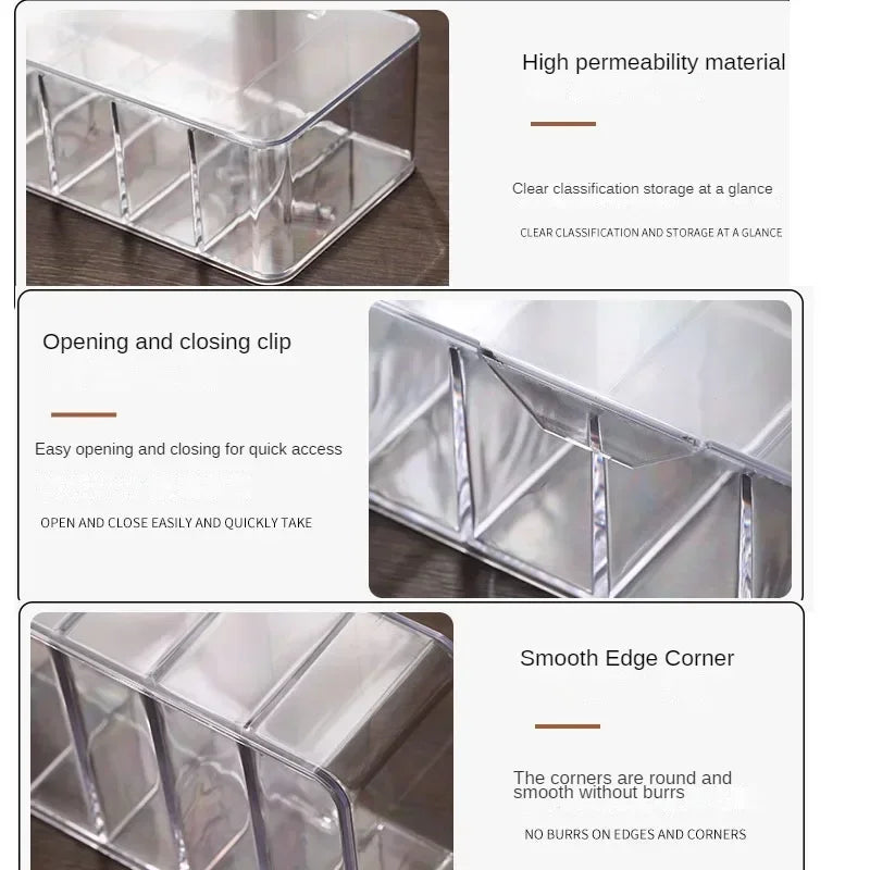 Clear Cable Storage Organizer Box – Divided Grid Case for Charging Cables & Small Electronics