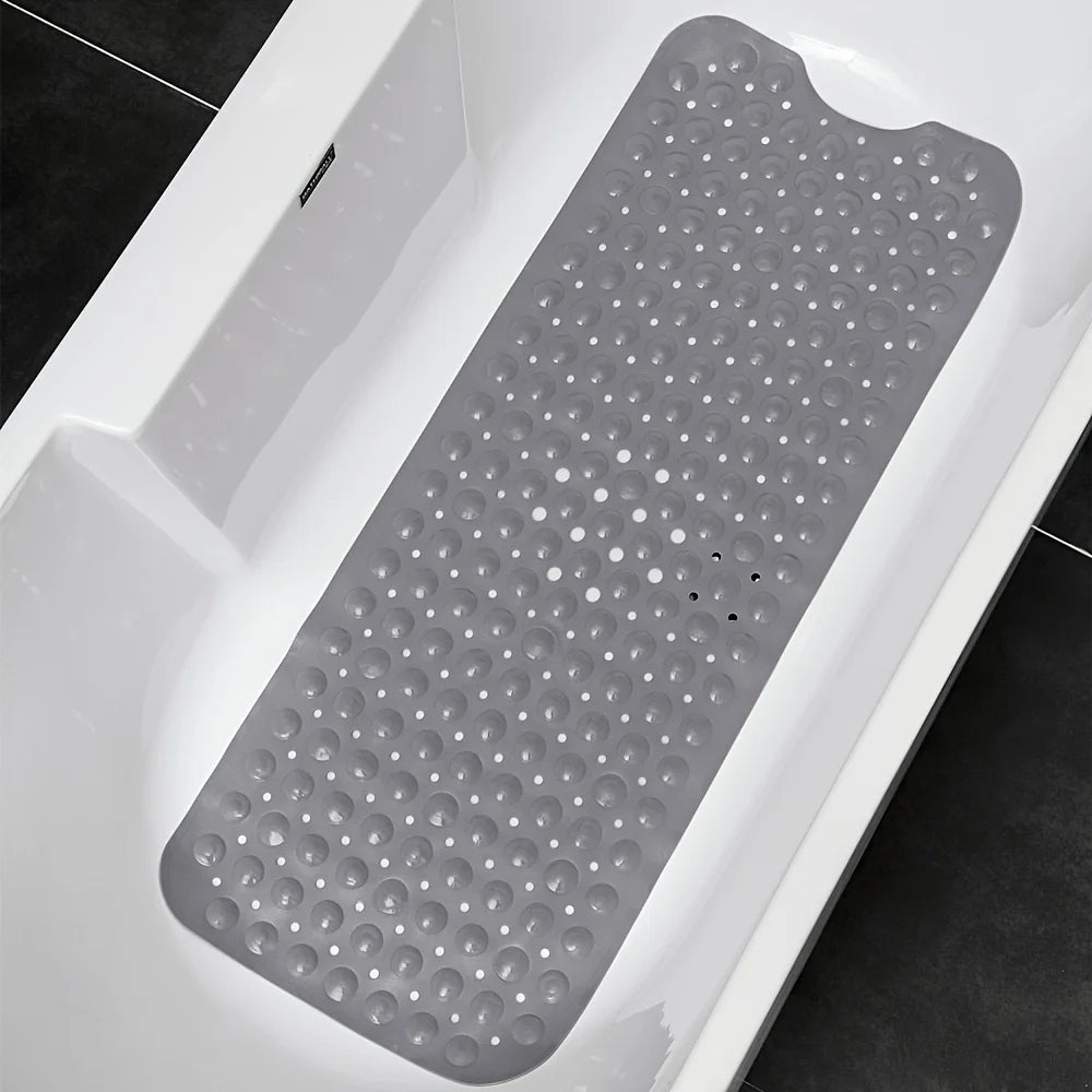 Non-Slip Bathtub & Shower Mat with Suction Cups and Drain Holes (Machine Washable)