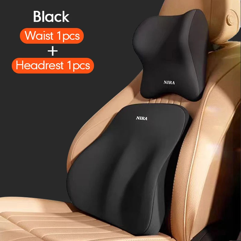 Car Headrest & Lumbar Support Cushion – Memory Foam Neck & Back Pillow