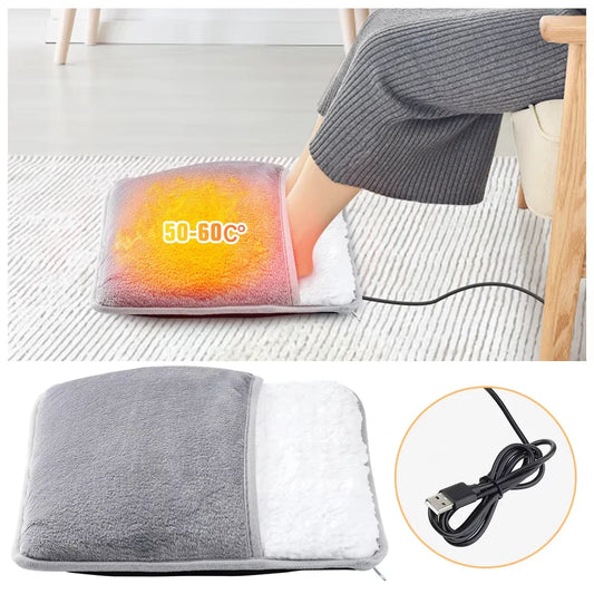 USB Electric Foot Heating Pad – Soft Plush Washable Foot Warmer Mat