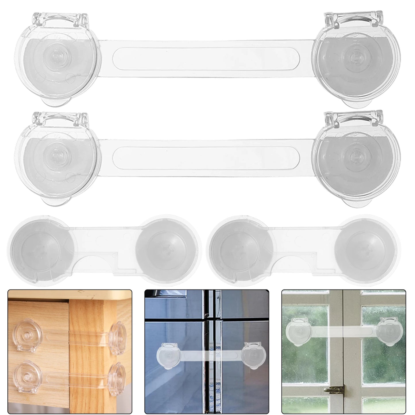 Anti-Pinch Baby Safety Cabinet Locks – Clear Childproof Door, Drawer & Fridge Closures (1–8 PCS)