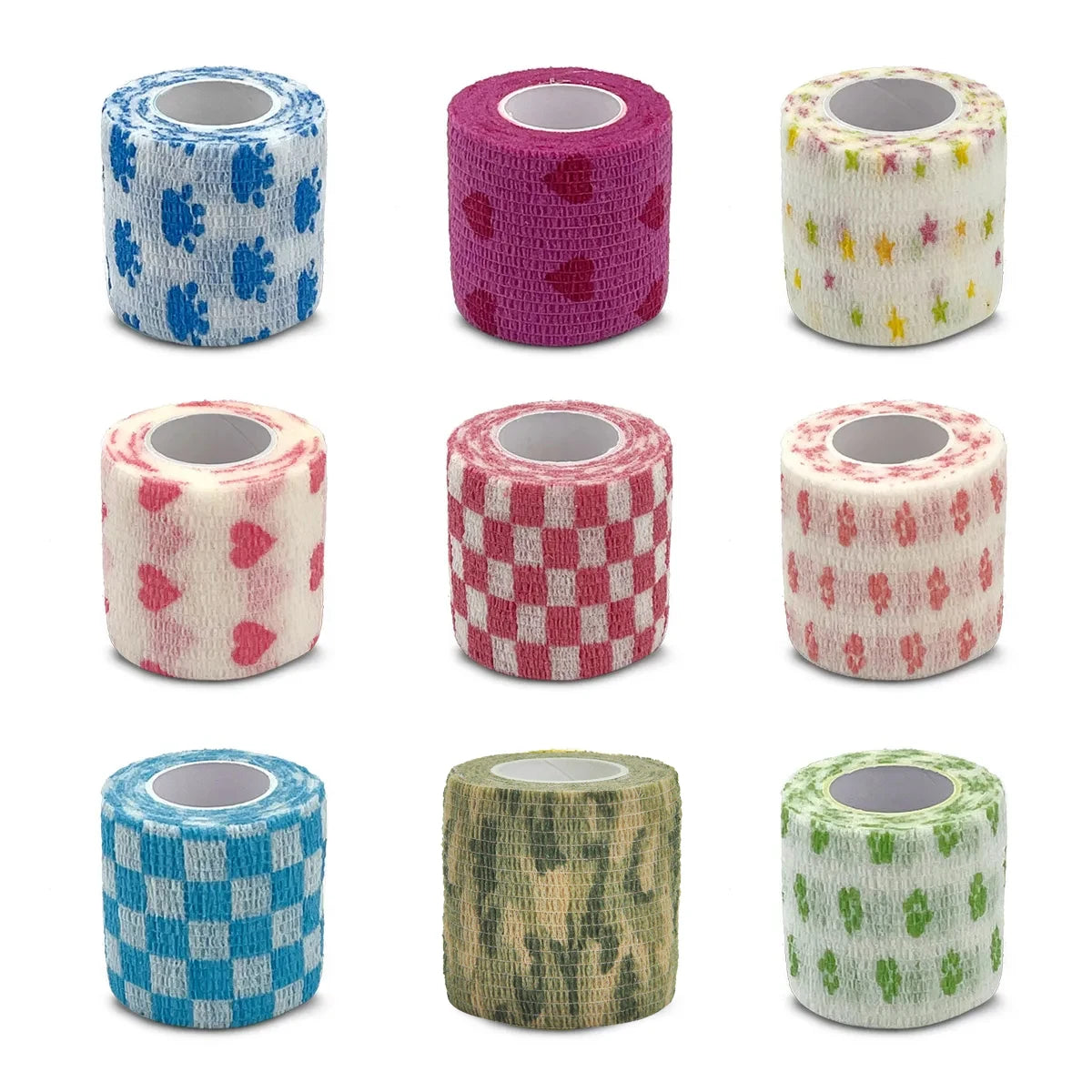 Printed Self-Adhesive Elastic Bandage Wrap – Colorful Medical Sports Tape for First Aid and Pet Use