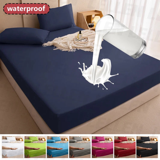 100% Waterproof Mattress Protector Fitted Sheet with Elastic Band (Single to King)