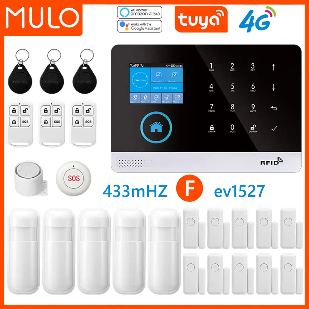 Tuya Smart Wi-Fi & 4G Home Security Alarm System – Wireless Burglar Alarm with Screen & PIR Sensors