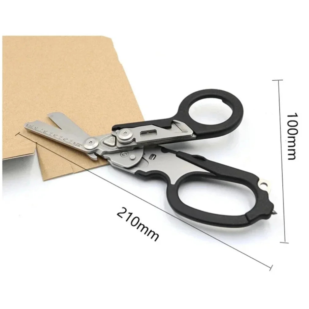 Multifunction Tactical Folding Scissors Survival Tool with Integrated Utility Functions