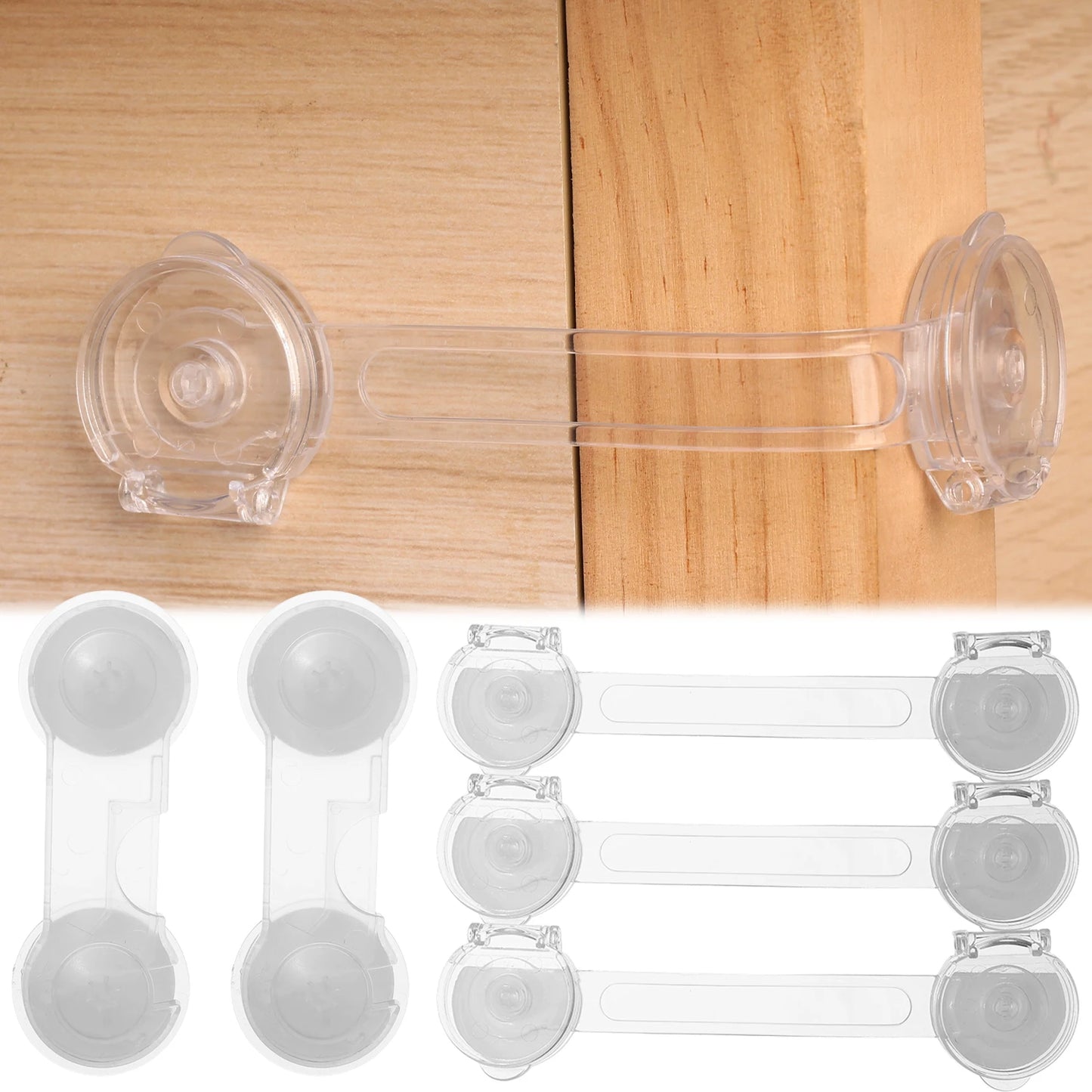 Anti-Pinch Baby Safety Cabinet Locks – Clear Childproof Door, Drawer & Fridge Closures (1–8 PCS)