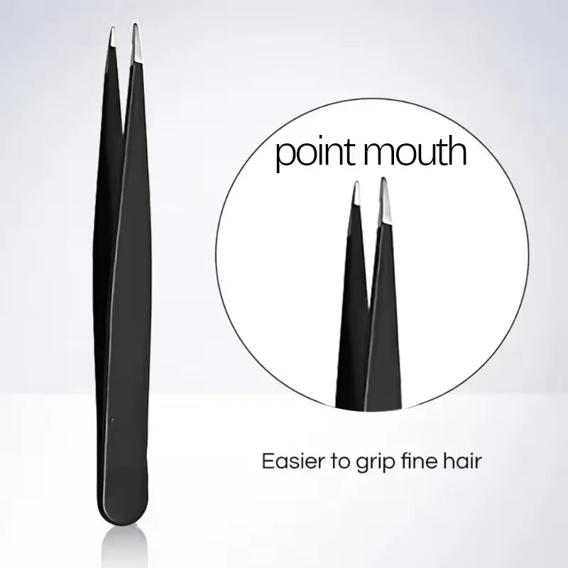 Stainless Steel Slant & Flat Tip Eyebrow Tweezers for Precision Hair Removal