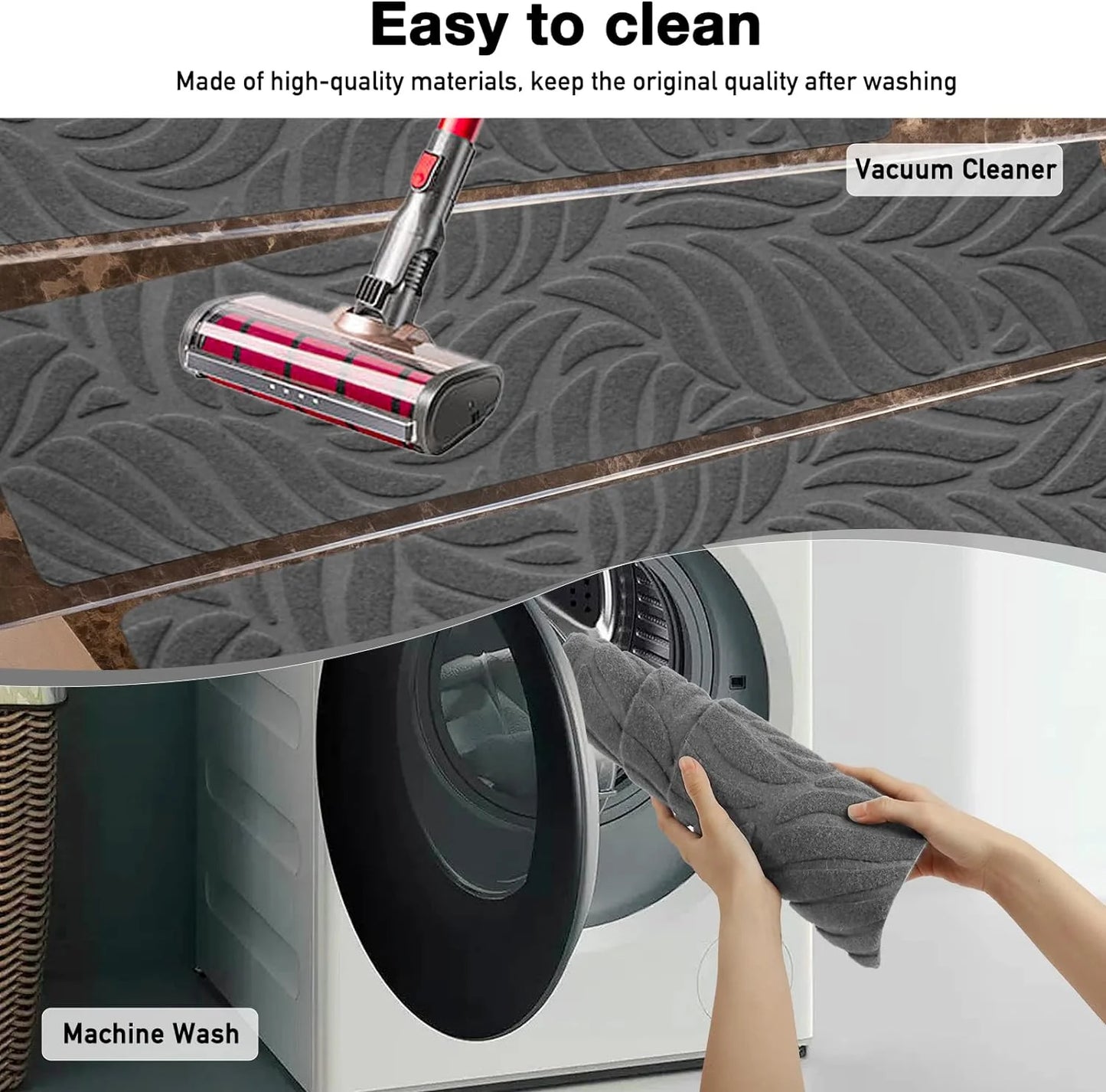 Washable Self-Adhesive Non-Slip Stair Tread Carpet Pads (76 × 20 cm)