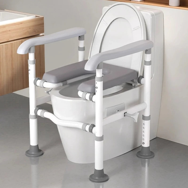Adjustable Toilet Safety Frame with Support Rails for Bathroom Use