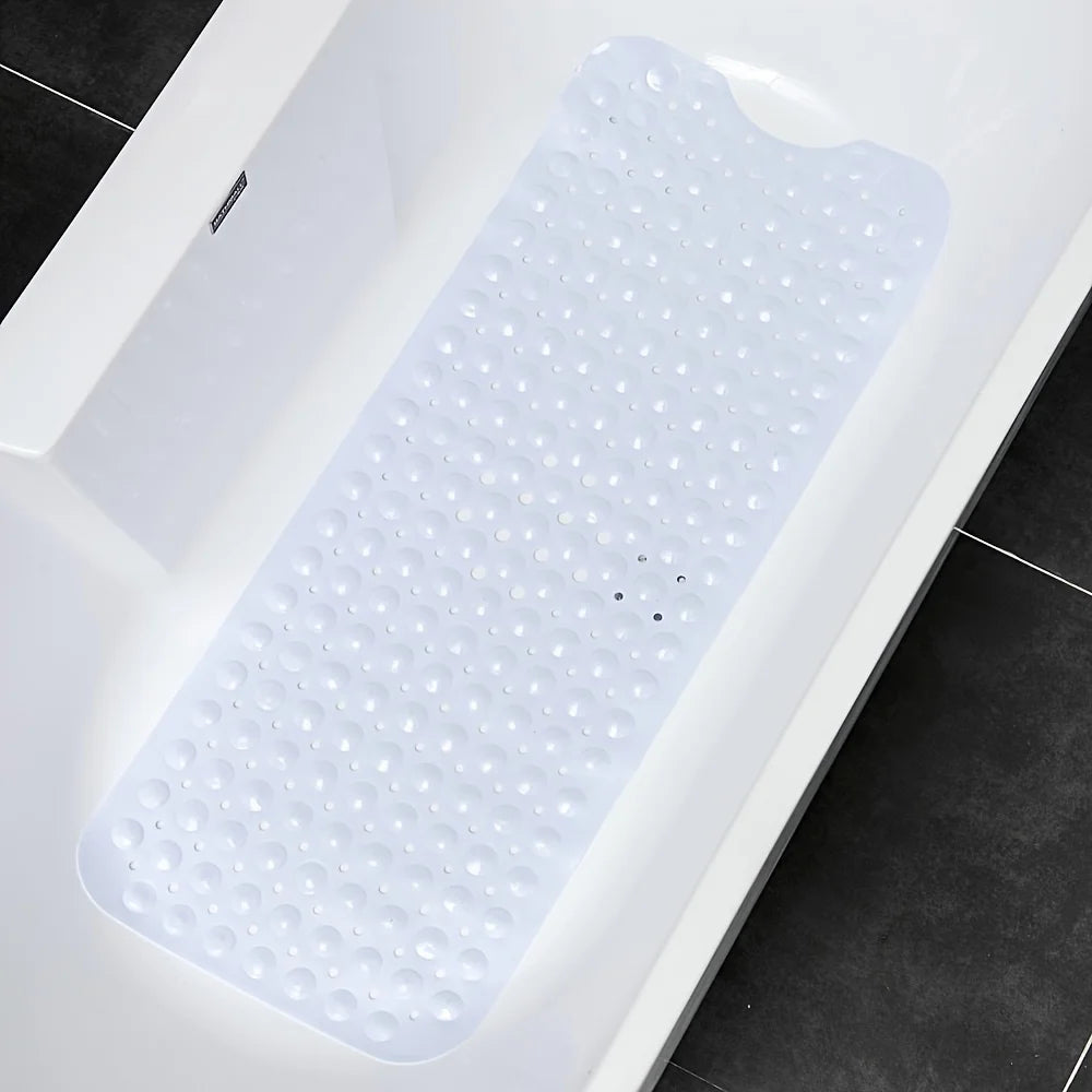 Non-Slip Bathtub & Shower Mat with Suction Cups and Drain Holes (Machine Washable)