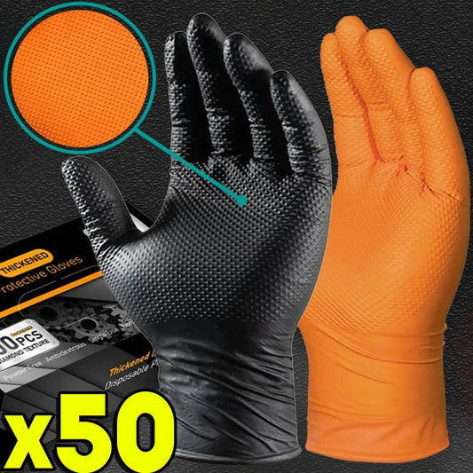 Heavy-Duty 8-Mil Nitrile Disposable Gloves with Textured Grip for Work and Home Use
