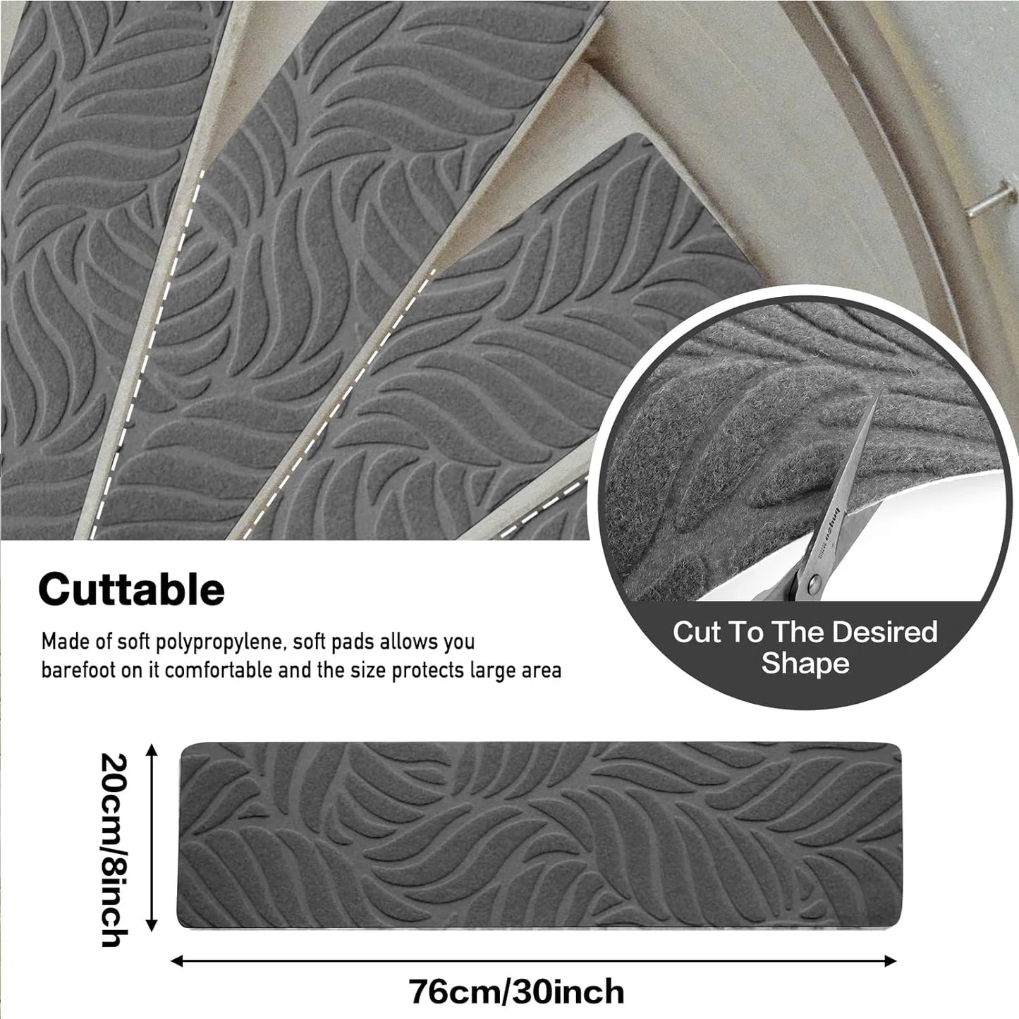 Washable Self-Adhesive Non-Slip Stair Tread Carpet Pads (76 × 20 cm)