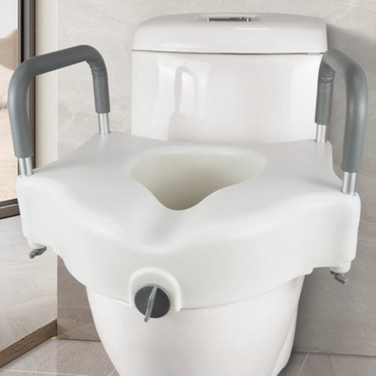 Heavy-Duty Toilet Riser with Anti-Tip Support Frame & Safety Handrails