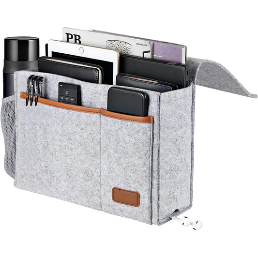 Felt Bedside Hanging Storage Organizer – 5-Pocket Holder for Tablet, Remotes & Essentials