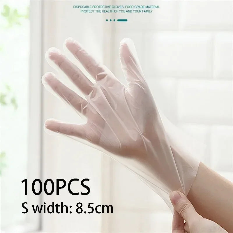 Transparent Vinyl TPE Disposable Gloves for Cleaning, Hairdressing, and Lab Use (100 Pack)