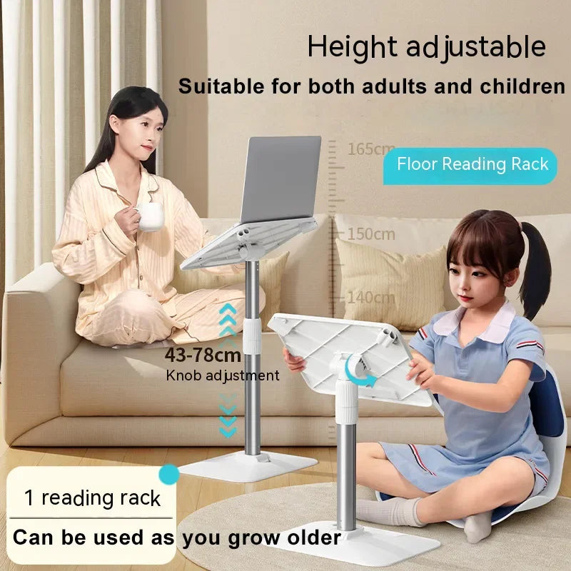 Height-Adjustable Floor Reading Stand – Foldable Book & Tablet Holder (43–78 cm)
