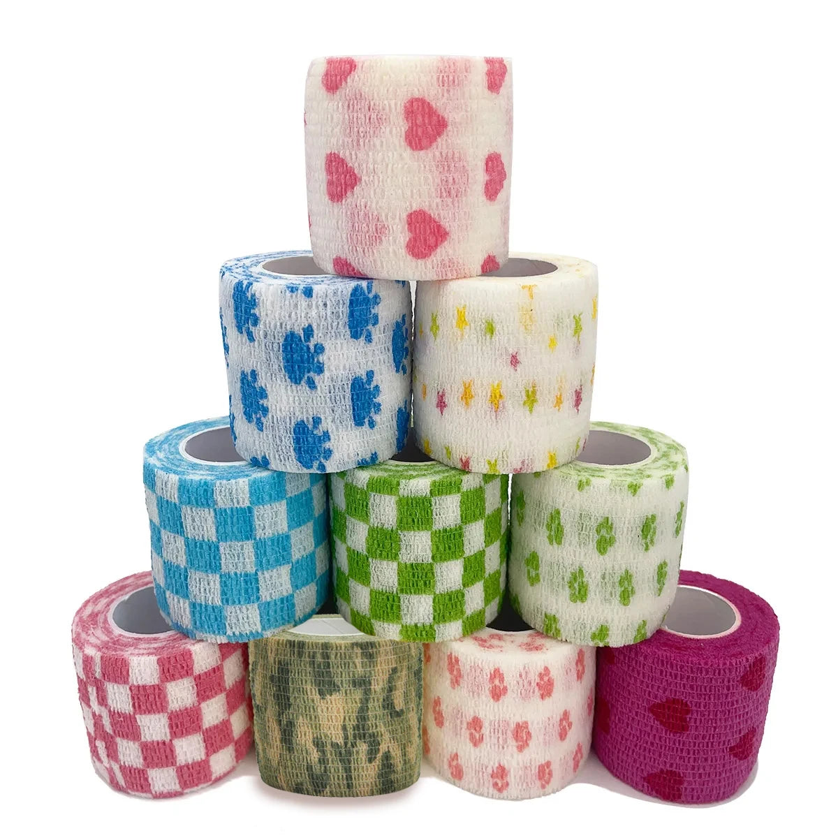 Printed Self-Adhesive Elastic Bandage Wrap – Colorful Medical Sports Tape for First Aid and Pet Use