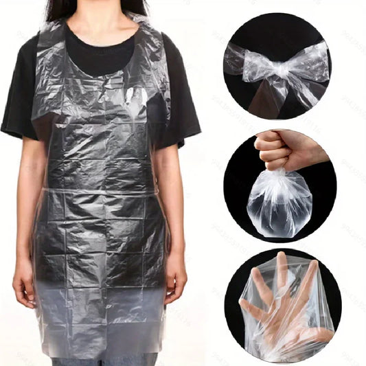 Disposable Transparent Protective Aprons – Multi-Purpose Anti-Spill Clothing Covers (25–100 Pack)
