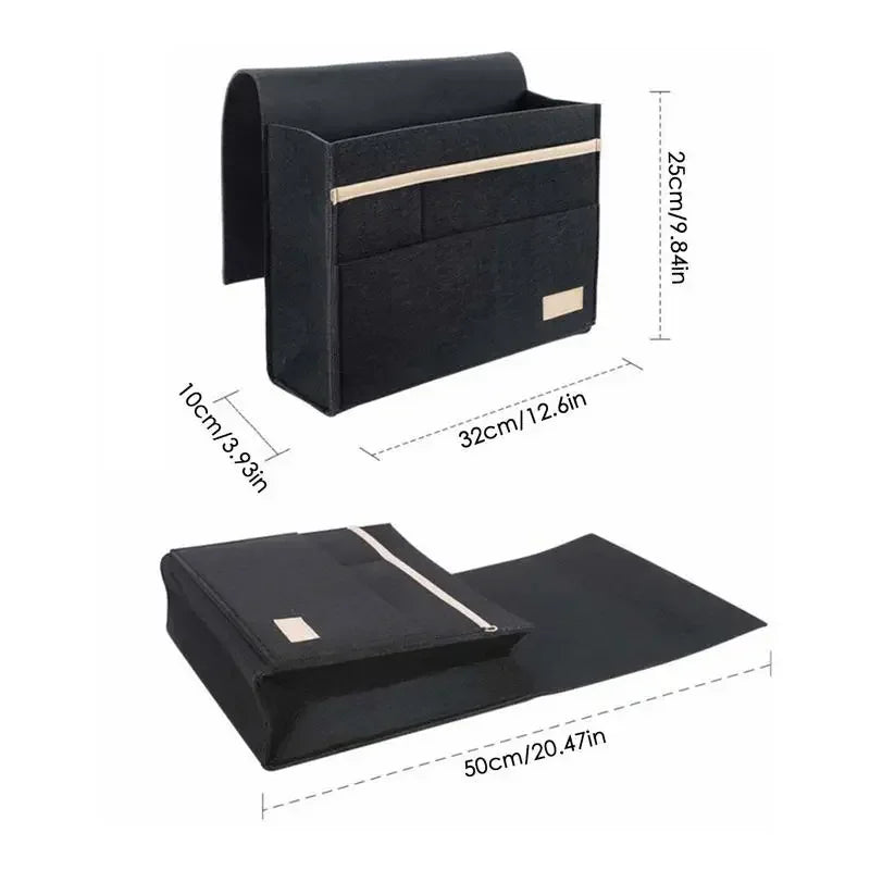 Felt Bedside Hanging Storage Organizer – Pocket Pouch for Bed & Sofa