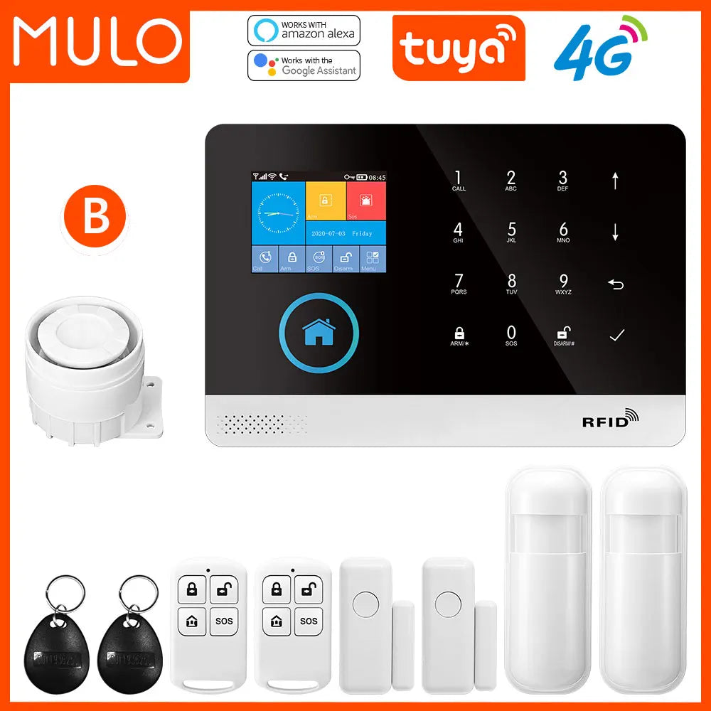 Tuya Smart Wi-Fi & 4G Home Security Alarm System – Wireless Burglar Alarm with Screen & PIR Sensors