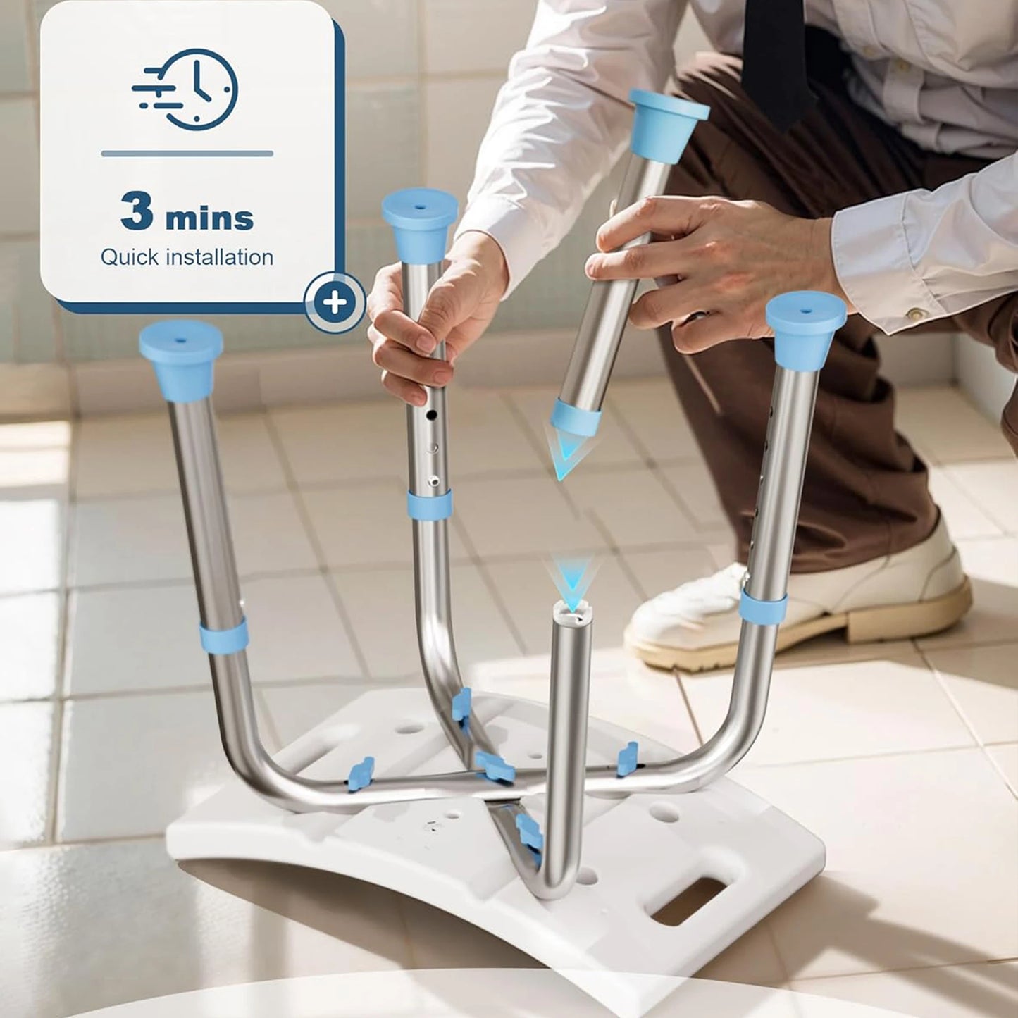 Adjustable Shower Chair with Removable Back for Bathroom Safety