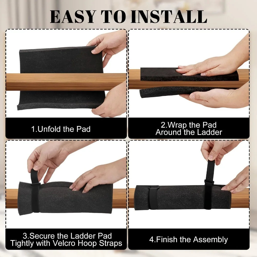 Bunk Bed Ladder Foam Pad Covers Set (5-Piece) with Anti-Slip Straps for Quiet, Safe Climbing