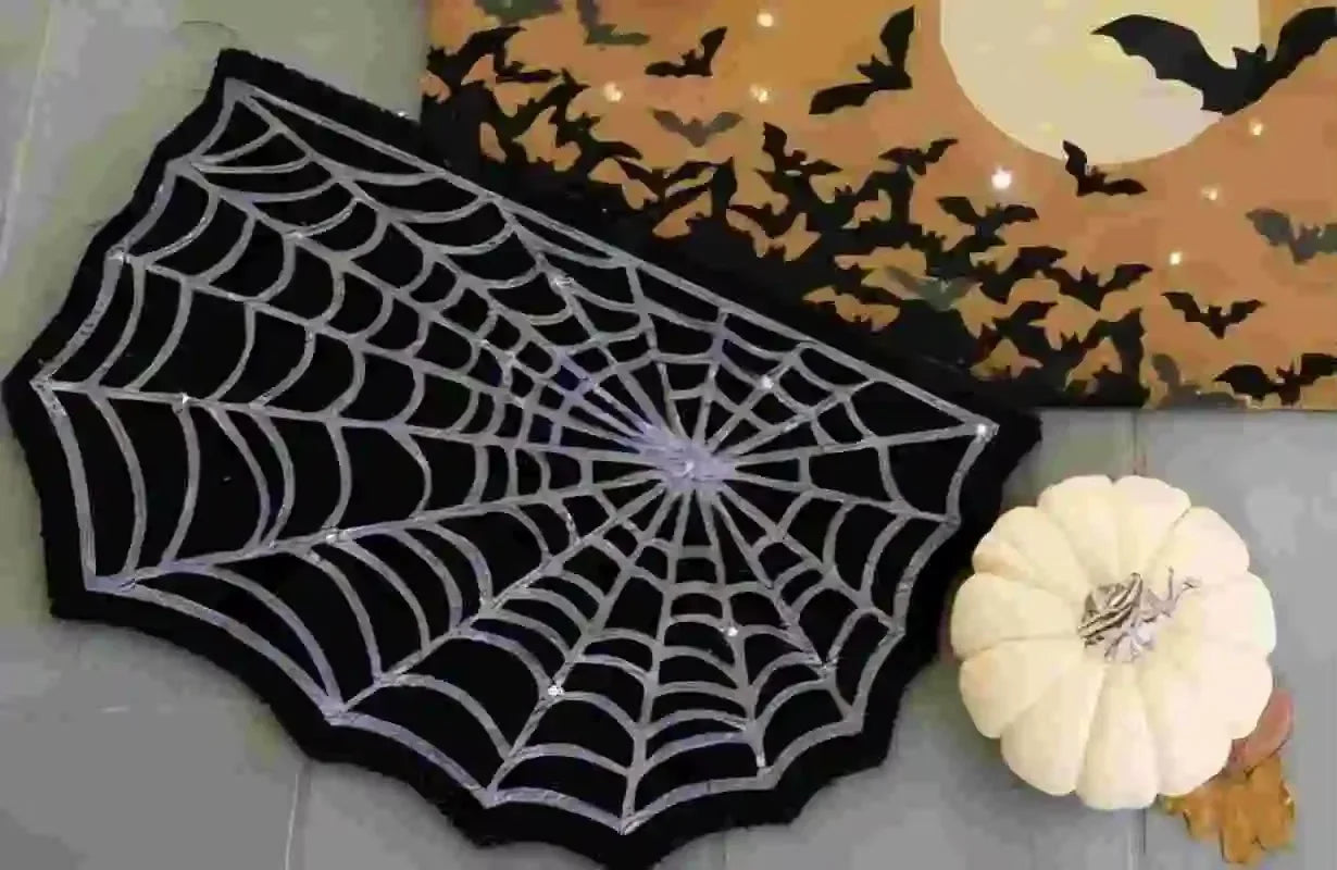 Spider Web Floor Mat – Decorative Doormat & Bedside Rug for Living Room Décor