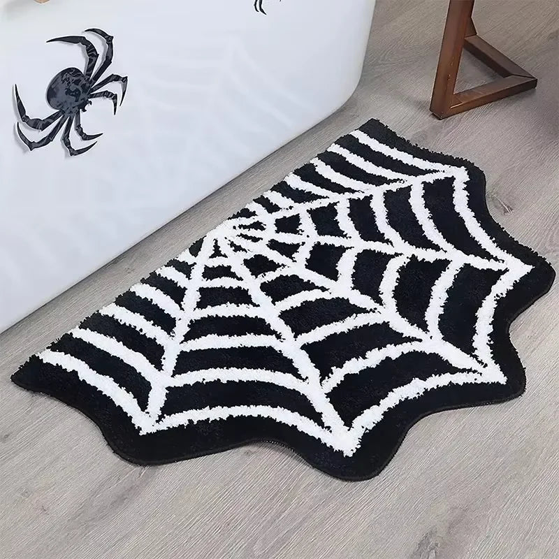 Spider Web Floor Mat – Decorative Doormat & Bedside Rug for Living Room Décor